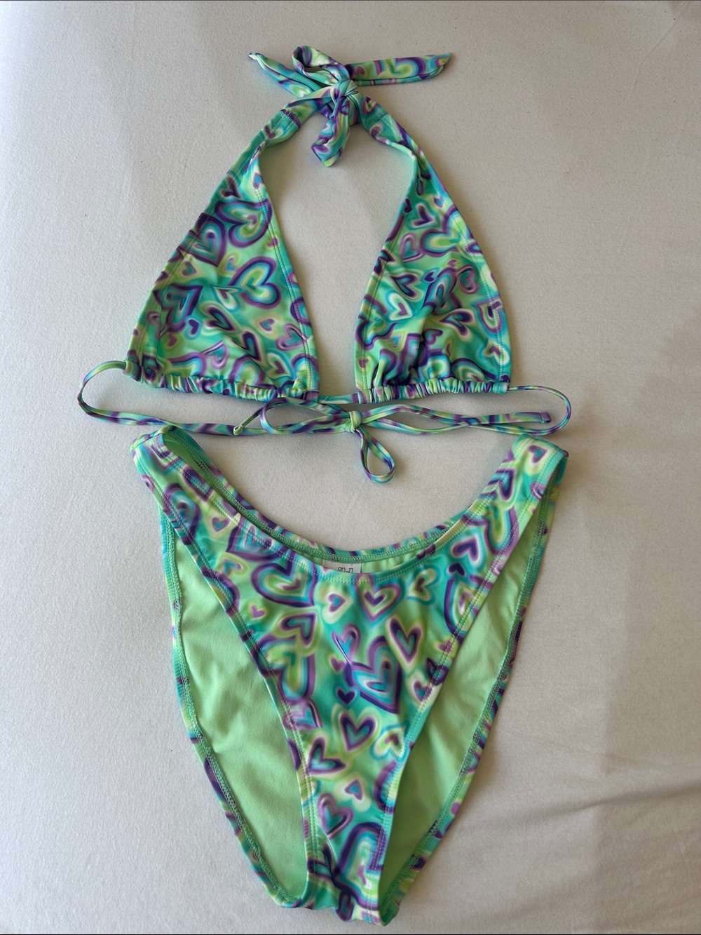 wild fable Neon Green & Purple Tie-Dye Triangle Bikini Set